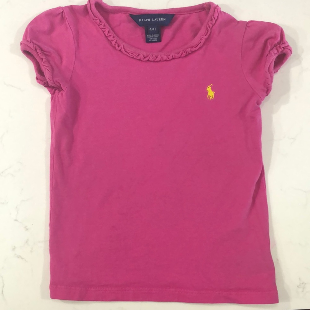Pink ruffle detail T-shirt